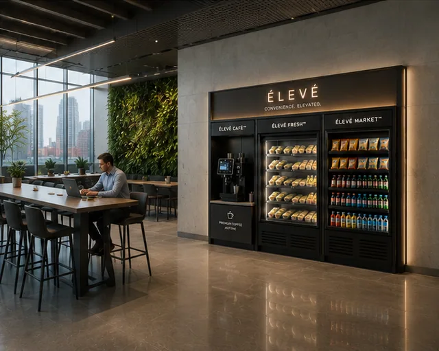 ÉLEVÉ station beside a living green wall in a work café
