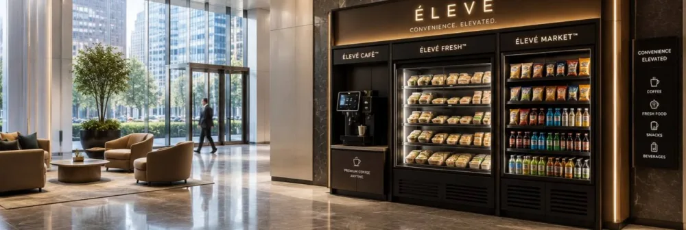 ÉLEVÉ Café, Fresh and Market units in a Class A office lobby